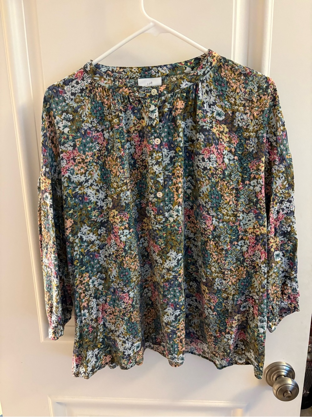 J. Jill Floral Button-Front Peasant Blouse